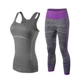 yuerlian Ladies Sports Running Cropped Top 3/4 Leggings Yoga Gym Trainning Set Clothing workout fitness women yoga suit